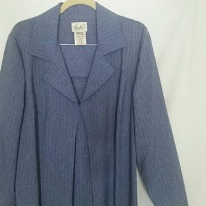 Kathie Lee | blue pinstripe open front long blazer